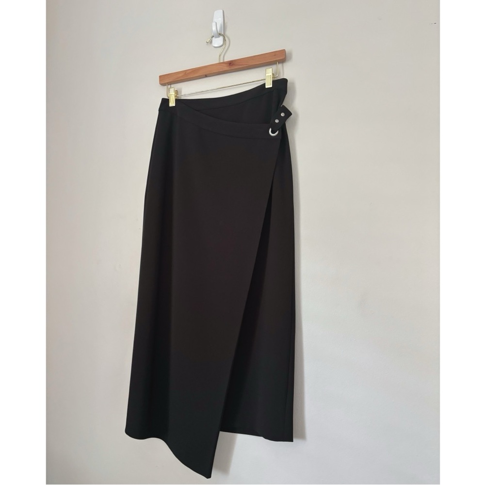 Alexander Wang Black Asymmetrical Grommet Tie Midi Wrap Skirt